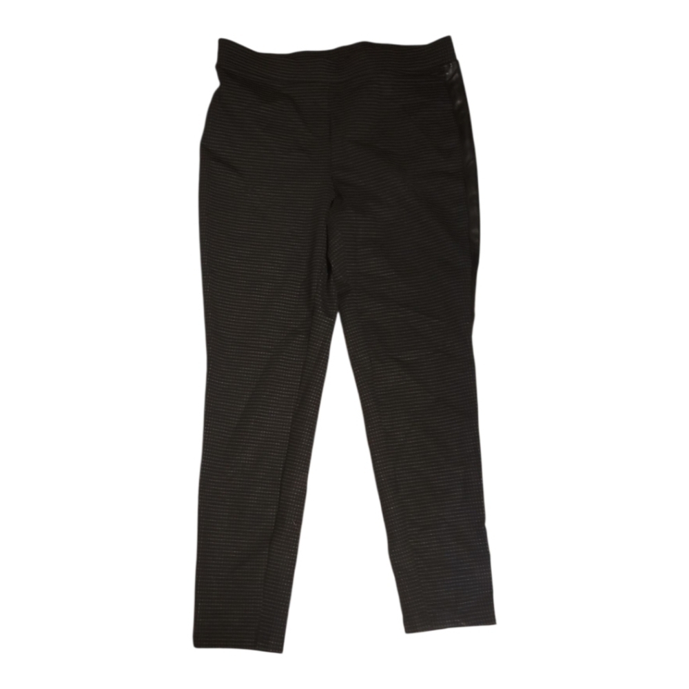 Catherine Malandrino Elegant Black gray patterned stretch pants vegan leather L - Picture 4 of 5